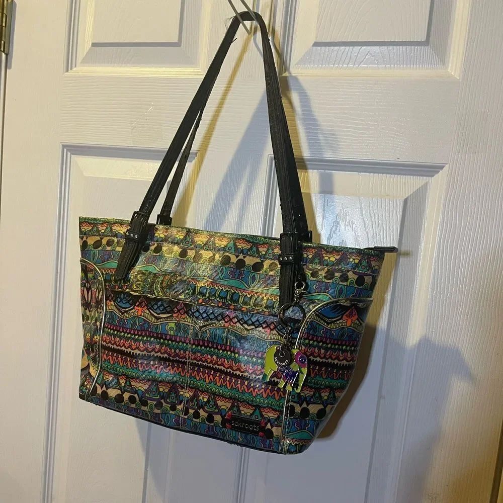 Sakroots Artist Circle Metro Tote , Cotton multi color Coated Canvas tote .